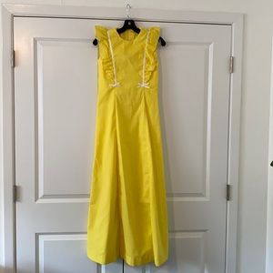 Vintage long yellow Swiss Dot dress